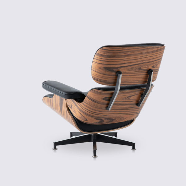 copie fauteuil lounge eams et ottoman en cuir pleine fleur noir et bois de palissandre replica eames fauteuil lounge design