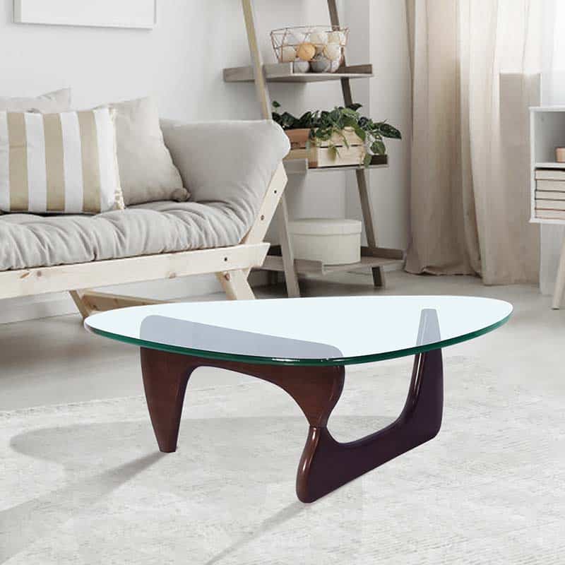 Table Basse Design en Bois Noir et Verre Noguchi salon