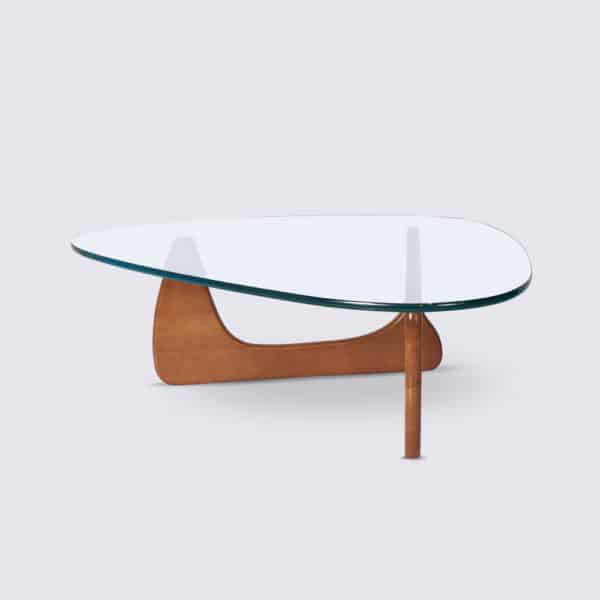 copie table basse de salon noguchi en bois de noyer verre design moderne salon luxe replica isamu noguchi