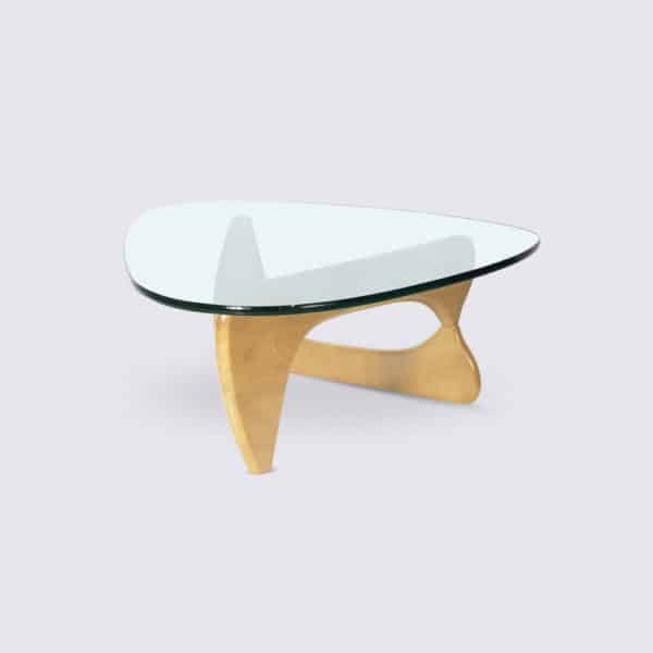 replica table basse design bois frêne clair en verre moderne salon luxe design copie isamu noguchi