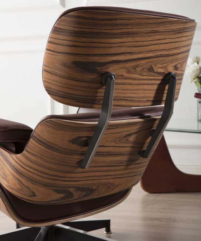 Fauteuil Lounge Chair et Ottoman en Cuir Italien Marron et Bois de Palissandre Eames UV protection