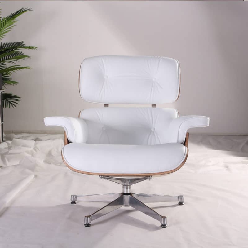 copie fauteuil lounge eams replica lounge chair eames et ottoman en cuir blanc et bois de frêne fauteuil