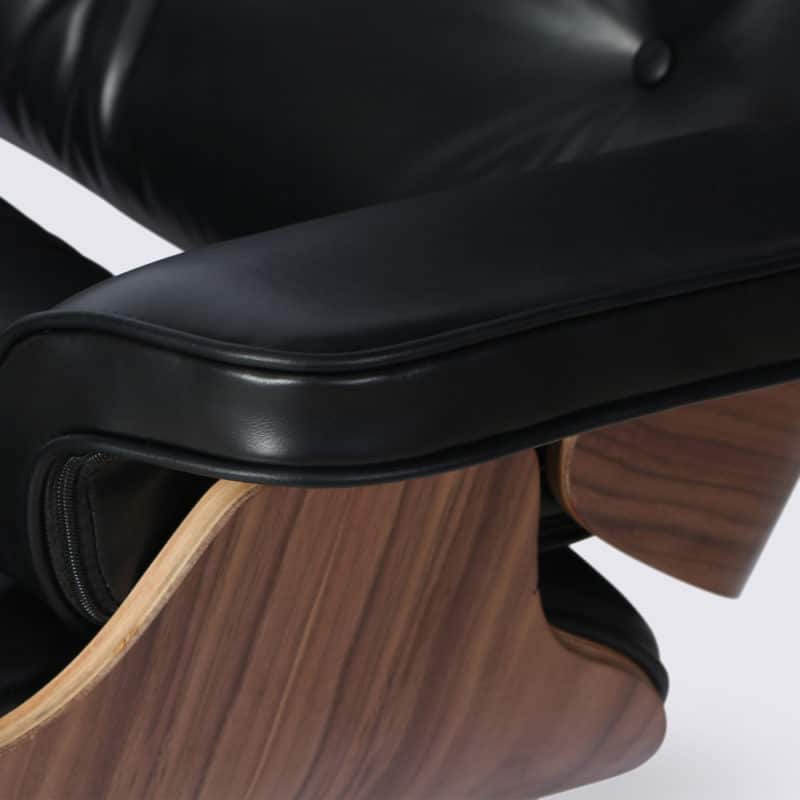 meilleure copie fauteuil lounge eames replica lounge chair et ottoman eams en cuir noir et bois de noyer