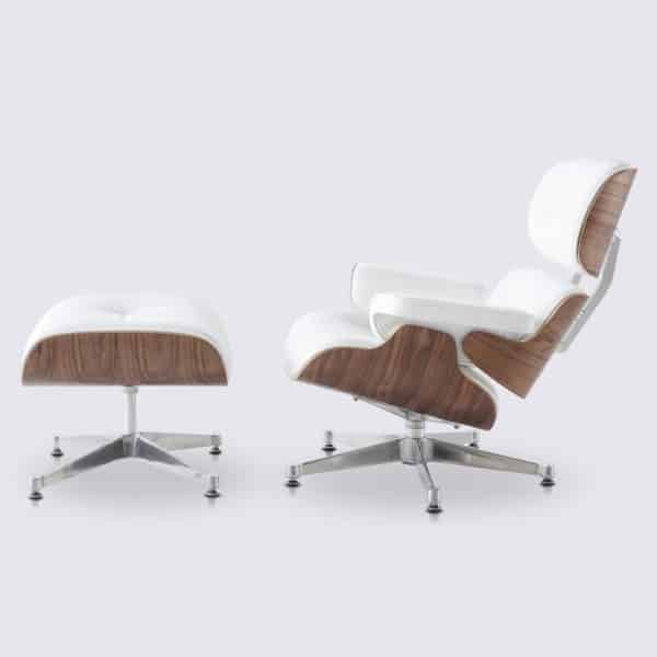 meilleure copie fauteuil lounge eams replica lounge chair eames et ottoman en cuir blanc et bois de noyer fauteuil salon pivotant