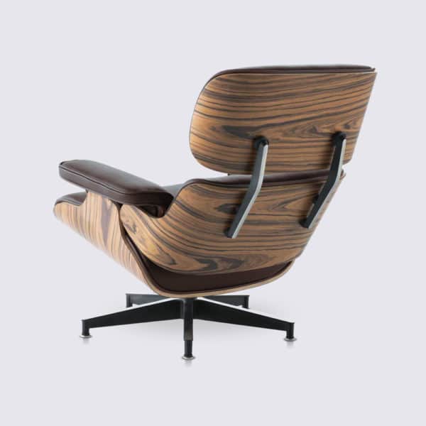 copie fauteuil lounge eams salon design replica lounge chair et ottoman eames en cuir marron chocolat et bois de palissandre