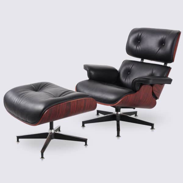 replica fauteuil lounge eames salon copie fauteuil lounge eams et ottoman en cuir noir et bois de rose palissandre