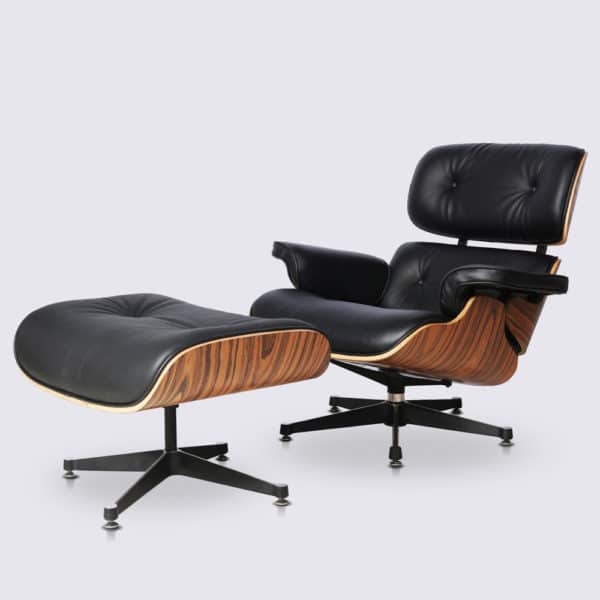 copie fauteuil lounge eams replica lounge chair eames et ottoman en cuir noir et bois de palissandre fauteuil pivotant salon moderne