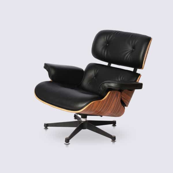 copie fauteuil eames replica lounge chair eams et ottoman en cuir noir et bois de palissandre fauteuil cuir design