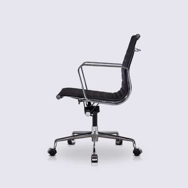 copie chaise de bureau confortable design cuir noir alu noir replica chaise ea117 eames a roulette
