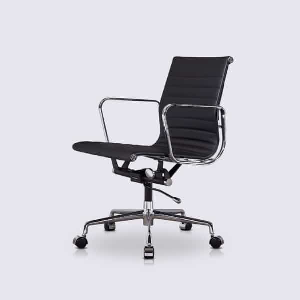 copie chaise de bureau ergonomique confortable cuir noir alu noir replica chaise ea117 eames a roulette