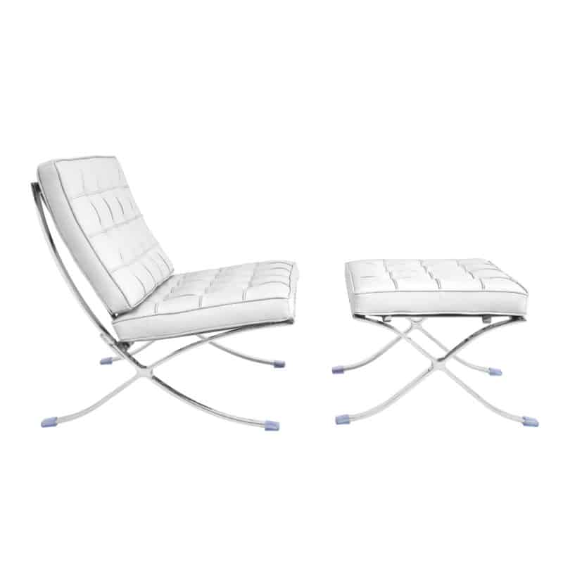 fauteuil barcelona réplique cuir blanc ottoman repose pieds pouf copie chaise barcelona knoll replica fauteuil design salon