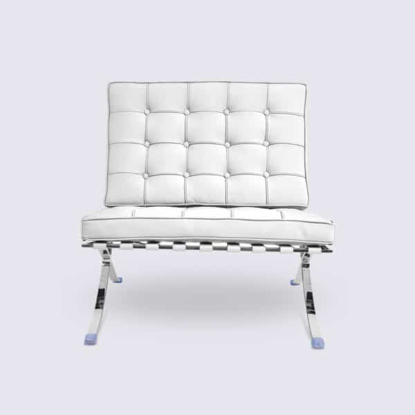 fauteuil barcelona réplique cuir blanc ottoman repose pieds pouf copie chaise barcelona knoll fauteuil design salon