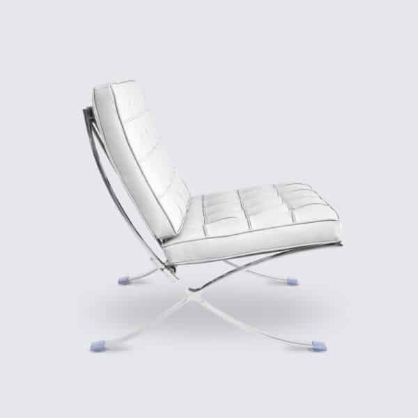 chaise barcelona réplique cuir blanc ottoman repose pieds pouf copie chaise barcelona knoll fauteuil design salon