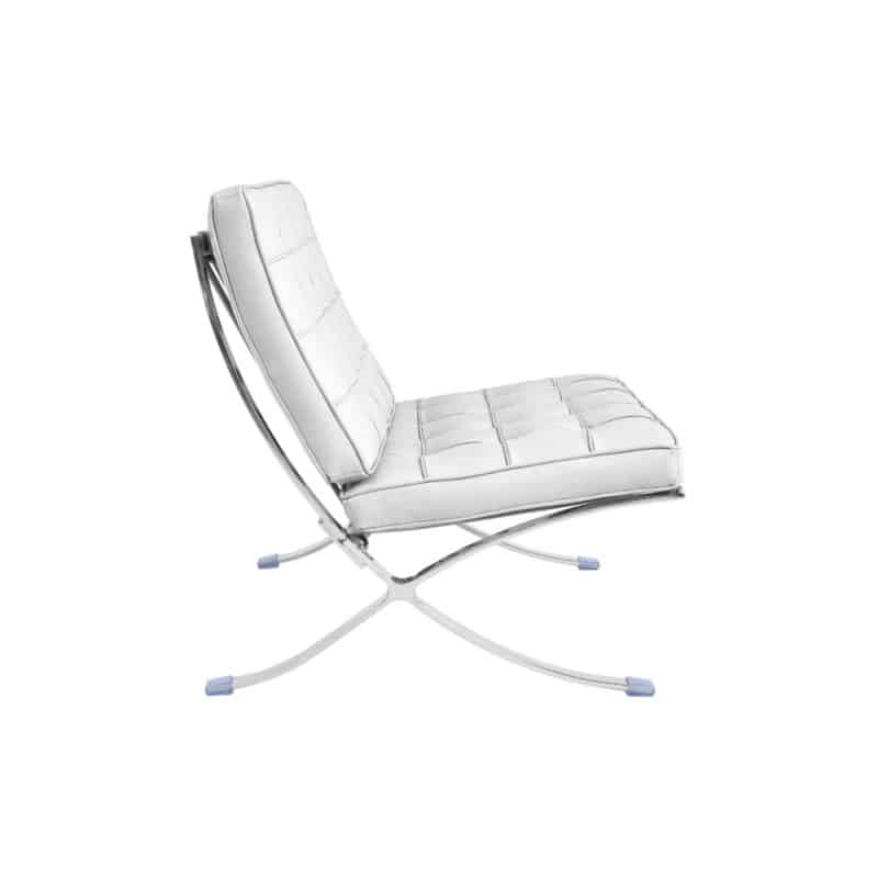 fauteuil lounge barcelona réplique cuir blanc ottoman repose pieds pouf copie chaise barcelona knoll fauteuil design salon
