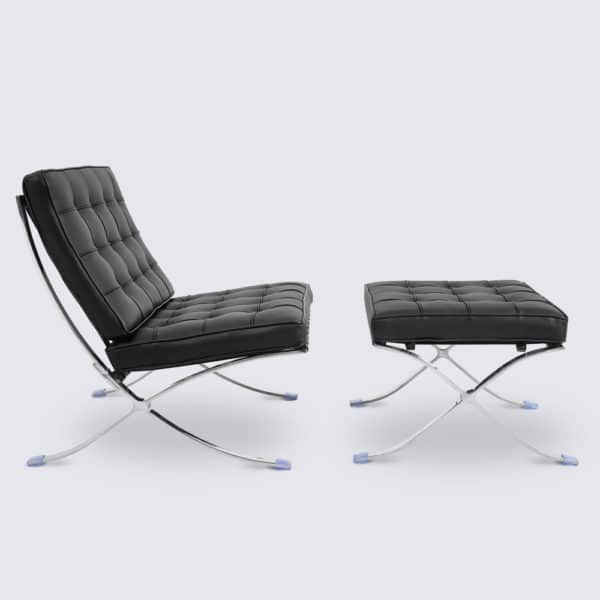 fauteuil barcelona réplique cuir noir ottoman pouf copie chaise barcelona knoll fauteuil salon design