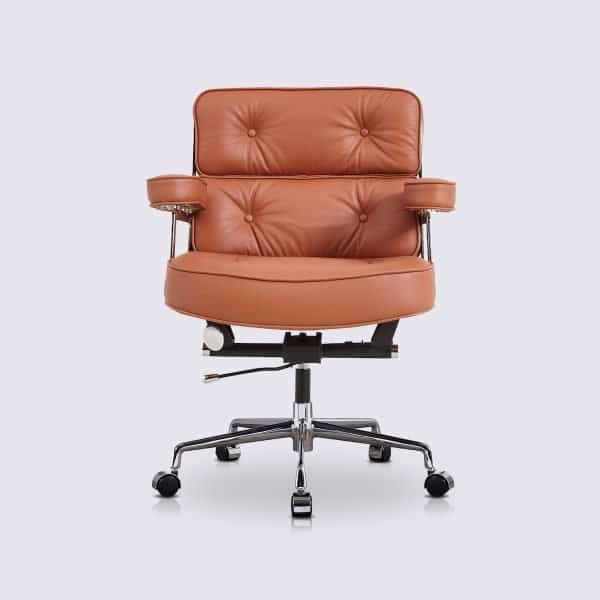 chaise de bureau confort moderne ergonomique design en cognac noir confortable imitation eames lobby ES104 avec roulette