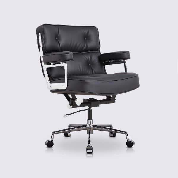 chaise de bureau confort moderne ergonomique design en cuir noir confortable imitation eames lobby ES104 avec roulette
