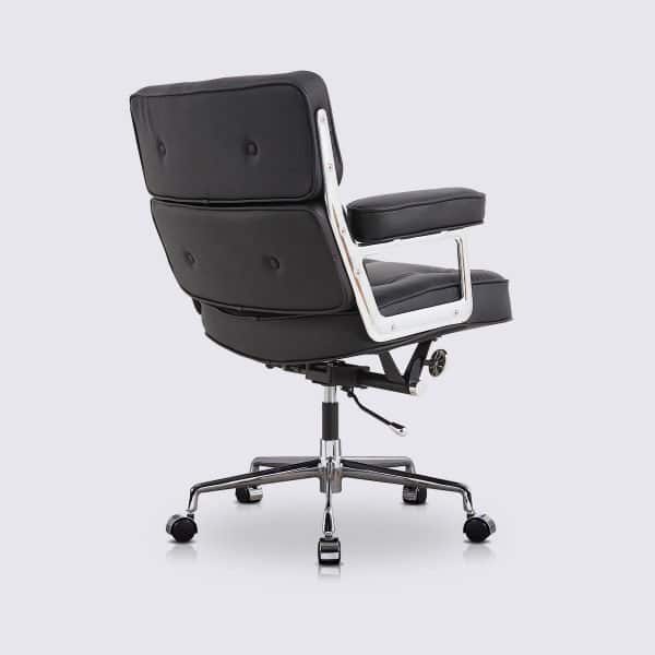 chaise de bureau moderne ergonomique design en cuir noir confortable imitation eames lobby ES104 avec roulette