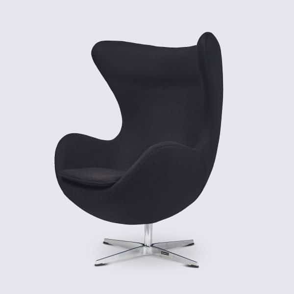 fauteuil egg sur pied design moderne pivotant oeuf cachemire noir replica fauteuil egg chair arne jacobsen