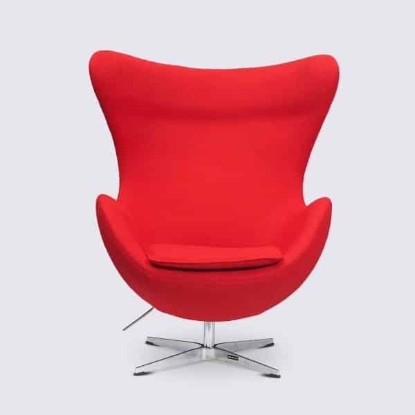 fauteuil egg chair design moderne pivotant en cachemire rouge copie fauteuil arne jacobsen