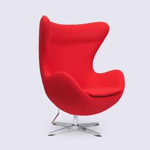 fauteuil egg jacobsen design moderne pivotant en cachemire rouge copie egg chair arne jacobsen
