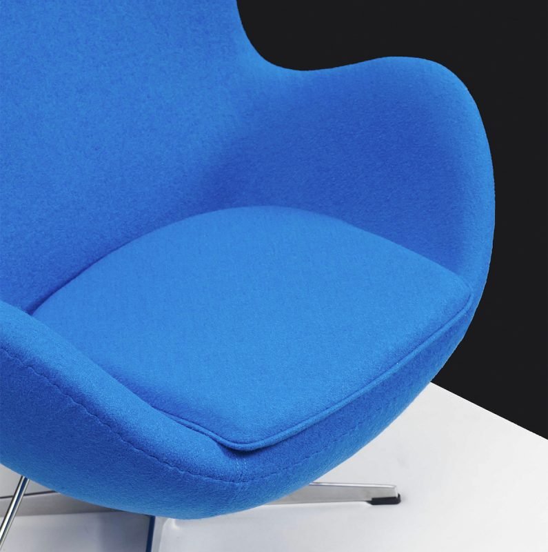 fauteuil egg sur pied design confortable pivotant oeuf cachemire bleu réplique egg chair arne jacobsen