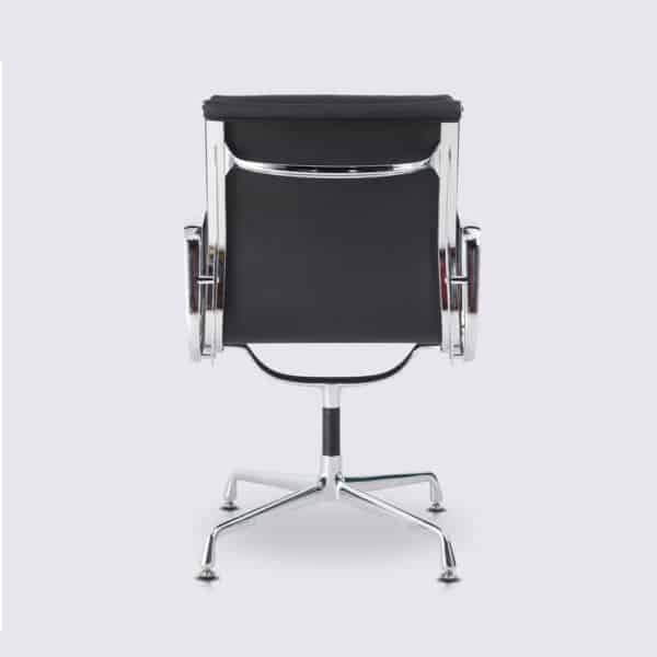 chaise de bureau en cuir ergonomique comfortable design sans roulette base fixe copie eames soft pad ea208 noir