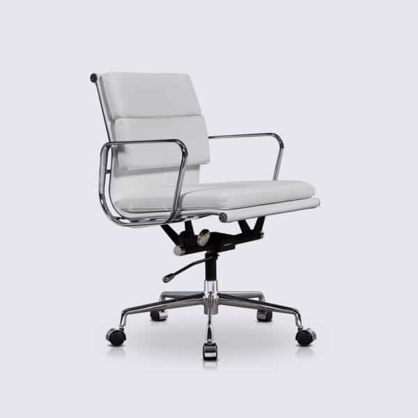 chaise de bureau ergonomique confortable design cuir blanc replica chaise de bureau soft pad ea217 eames a roulette