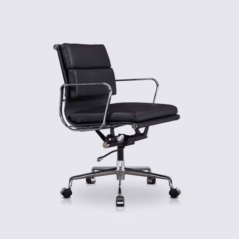chaise de bureau ergonomique confortable design cuir noir replica chaise de bureau eames soft pad ea217 a roulette