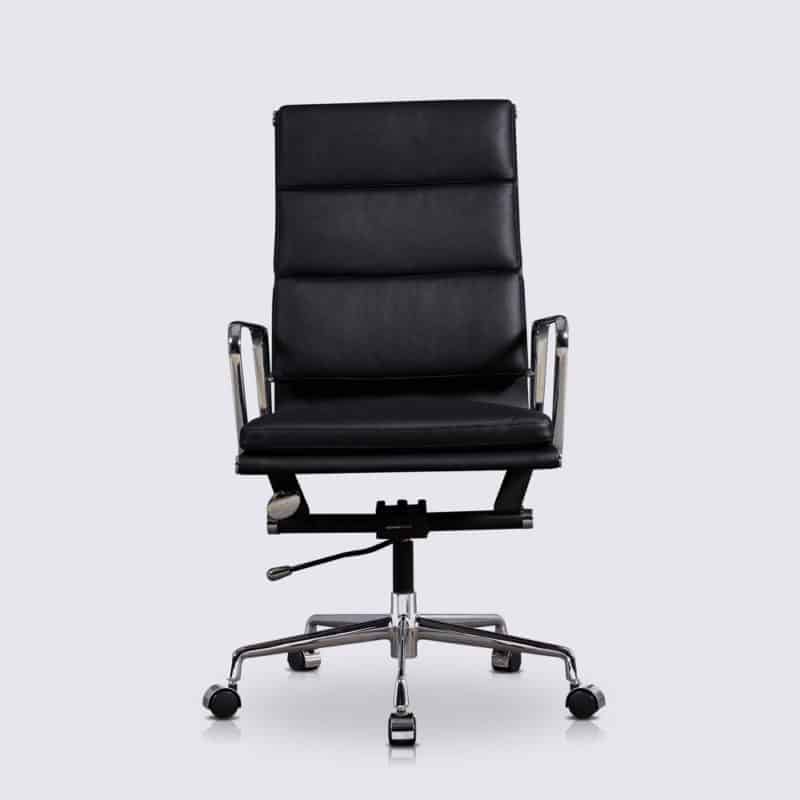 chaise de bureau design ergonomique confortable dossier haut cuir noir replica chaise de bureau eames soft pad ea219