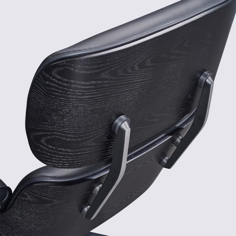 copie fauteuil charles eames cuir aniline noir bois de frêne noir 7 couches