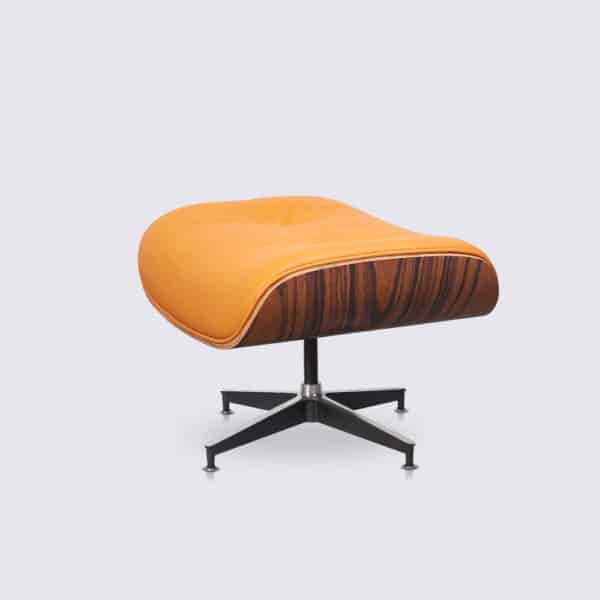 copie ottoman fauteuil charles eames cuir italien orange bois de palissandre base alu noir