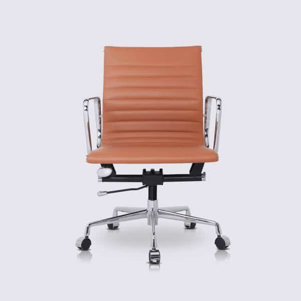 chaise de bureau cuir cognac design confortable réplique chaise eames ea117 avec roulette