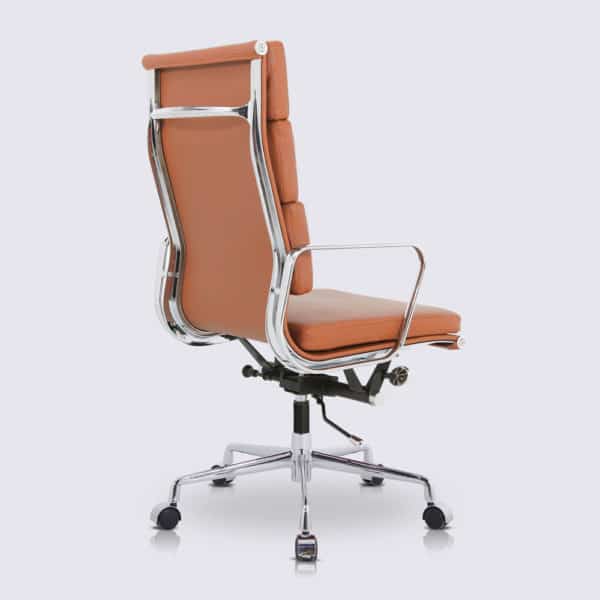 chaise de bureau ergonomique confortable dossier haut design cuir cognac camel replica chaise de bureau soft pad ea219 a roulette