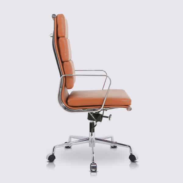 chaise de bureau eames ergonomique confortable dossier haut design cuir cognac camel replica chaise de bureau soft pad ea219 a roulette