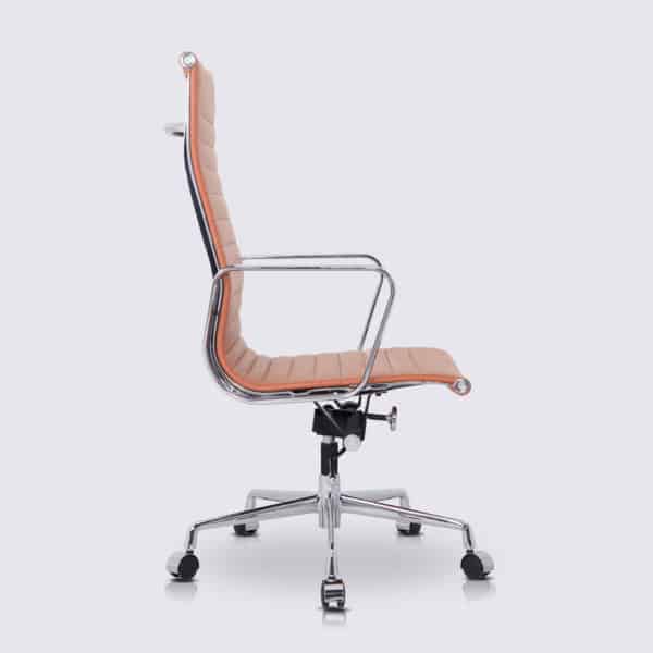 chaise de bureau scandinave cuir cognac camel design confortable ergonomique replica chaise eames ea119 avec roulette