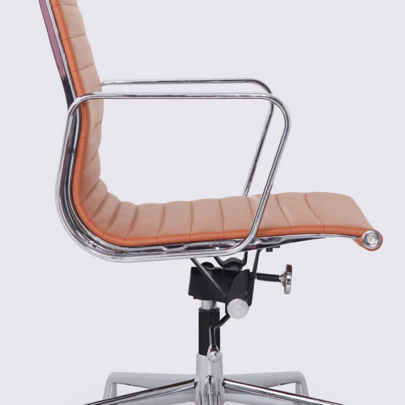 chaise de bureau scandinave cuir cognac camel design confortable ergonomique réplique chaise eames ea119 avec roulette