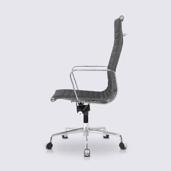 chaise de bureau scandinave cuir noir design confortable ergonomique copie chaise eames ea119 avec roulette