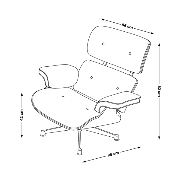 dimensions dimensions copie fauteuil lounge eames eams en cuir et bois pivotant design