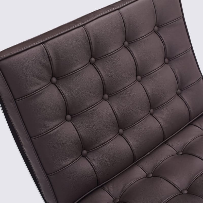 fauteuil barcelona réplique cuir marron foncé chocolat ottoman repose pieds pouf copie chaise barcelona knoll replica fauteuil lounge design