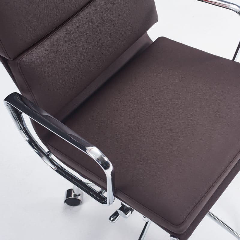 fauteuil de bureau ergonomique confortable dossier haut design cuir marron chocolat copie chaise de bureau eames soft pad ea219 a roulette