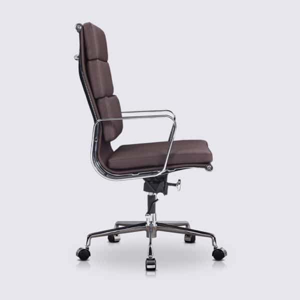 chaise de bureau ergonomique confortable dossier haut cuir marron chocolat copie chaise de bureau eames soft pad ea219 a roulette