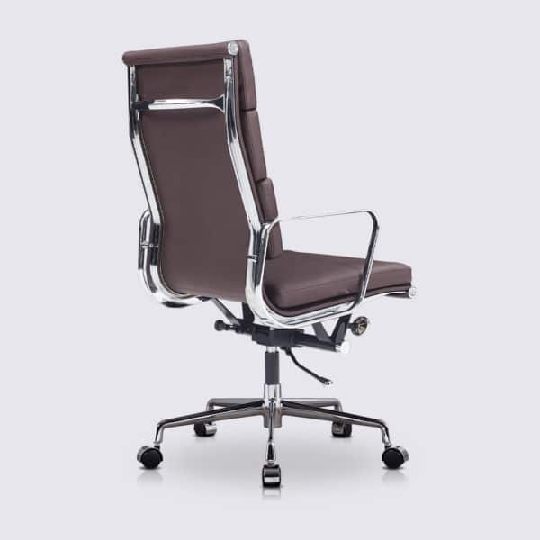 chaise de bureau ergonomique confortable dossier haut design cuir marron chocolat copie chaise de bureau eames soft pad ea219
