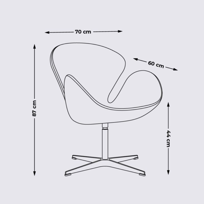 dimensions copie fauteuil swan jacobsen sur pied pivotant 17