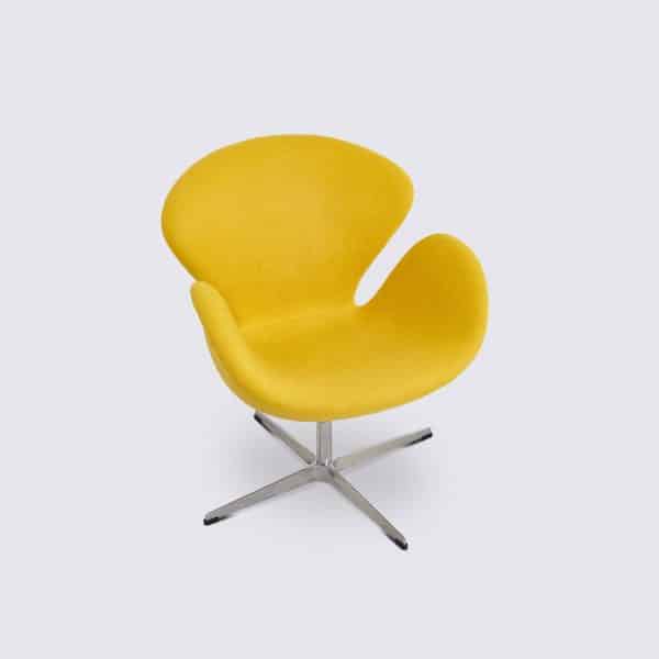 imitation fauteuil swann jacobsen cachemire jaune sur pied pivotant